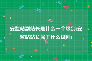 安监站副站长是什么一个级别(安监站站长属于什么级别)