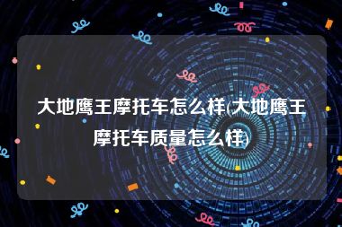 大地鹰王摩托车怎么样(大地鹰王摩托车质量怎么样)
