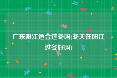 广东阳江适合过冬吗(冬天在阳江过冬好吗)