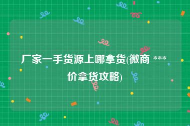 厂家一手货源上哪拿货(微商 *** 价拿货攻略)