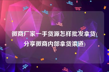 微商厂家一手货源怎样批发拿货(分享微商内部拿货渠道)