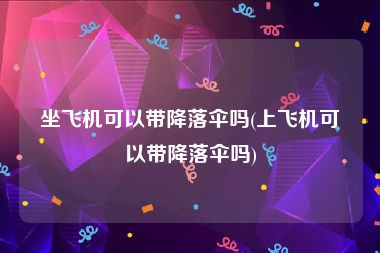 坐飞机可以带降落伞吗(上飞机可以带降落伞吗)
