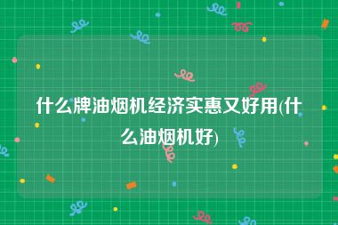 什么牌油烟机经济实惠又好用(什么油烟机好)