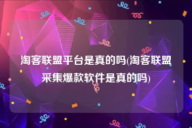 淘客联盟平台是真的吗(淘客联盟采集爆款软件是真的吗)