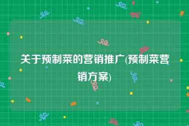 关于预制菜的营销推广(预制菜营销方案)