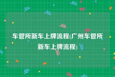 车管所新车上牌流程(广州车管所新车上牌流程)