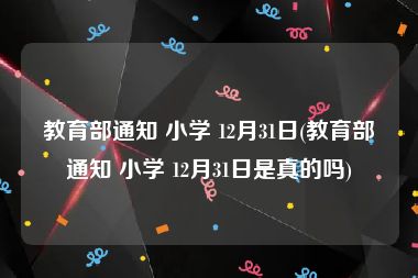 教育部通知 小学 12月31日(教育部通知 小学 12月31日是真的吗)