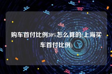 购车首付比例30%怎么算的(上海买车首付比例)