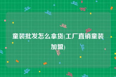 童装批发怎么拿货(工厂直销童装加盟)