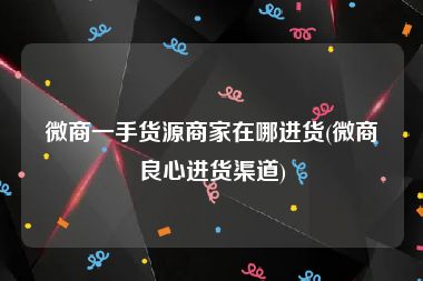 微商一手货源商家在哪进货(微商良心进货渠道)