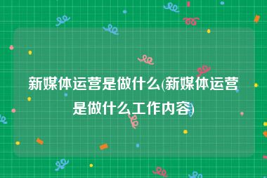 新媒体运营是做什么(新媒体运营是做什么工作内容)