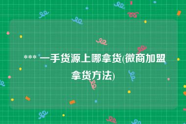  *** 一手货源上哪拿货(微商加盟拿货方法)