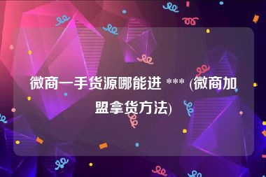 微商一手货源哪能进 *** (微商加盟拿货方法)