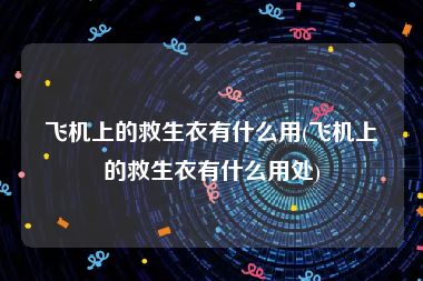 飞机上的救生衣有什么用(飞机上的救生衣有什么用处)