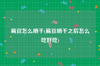 扁豆怎么晒干(扁豆晒干之后怎么吃好吃)