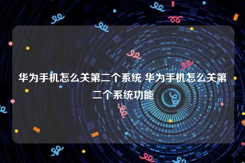 华为手机怎么关第二个系统 华为手机怎么关第二个系统功能