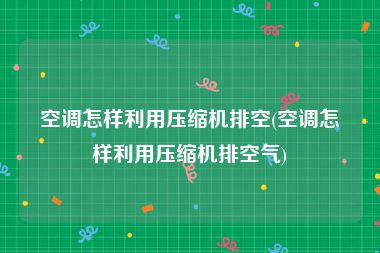 空调怎样利用压缩机排空(空调怎样利用压缩机排空气)