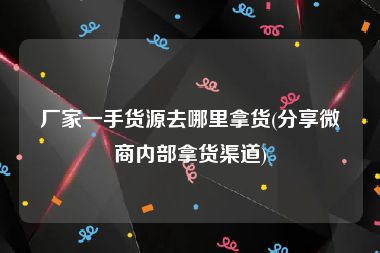 厂家一手货源去哪里拿货(分享微商内部拿货渠道)
