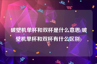 破壁机单杯和双杯是什么意思(破壁机单杯和双杯有什么区别)