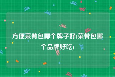 方便菜肴包哪个牌子好(菜肴包哪个品牌好吃)