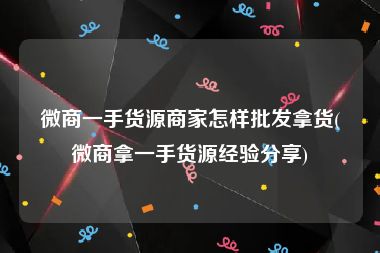 微商一手货源商家怎样批发拿货(微商拿一手货源经验分享)