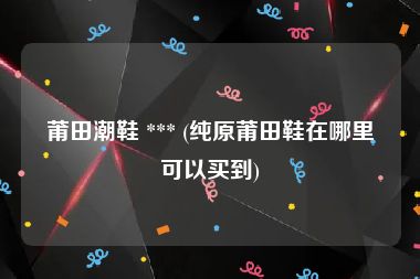 莆田潮鞋 *** (纯原莆田鞋在哪里可以买到)