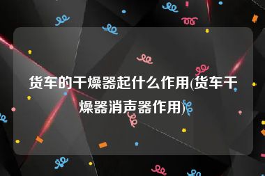 货车的干燥器起什么作用(货车干燥器消声器作用)