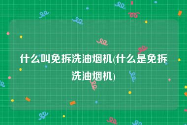 什么叫免拆洗油烟机(什么是免拆洗油烟机)