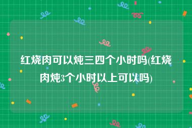 红烧肉可以炖三四个小时吗(红烧肉炖3个小时以上可以吗)