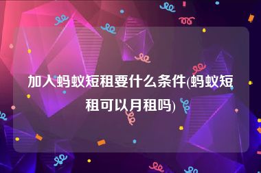 加入蚂蚁短租要什么条件(蚂蚁短租可以月租吗)