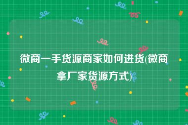 微商一手货源商家如何进货(微商拿厂家货源方式)