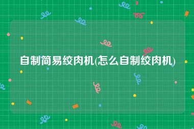 自制简易绞肉机(怎么自制绞肉机)