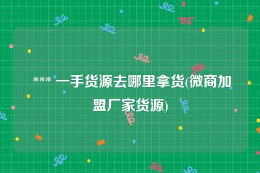  *** 一手货源去哪里拿货(微商加盟厂家货源)