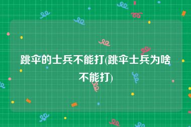 跳伞的士兵不能打(跳伞士兵为啥不能打)