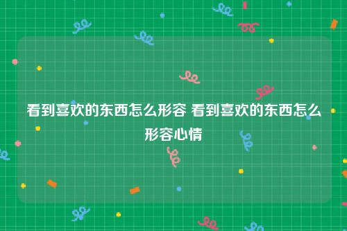 看到喜欢的东西怎么形容 看到喜欢的东西怎么形容心情