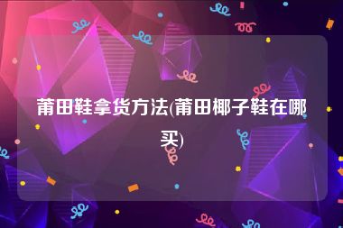 莆田鞋拿货方法(莆田椰子鞋在哪买)