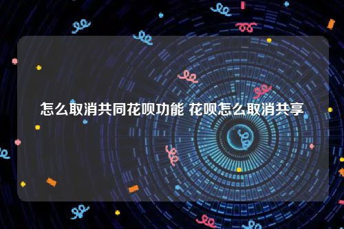 怎么取消共同花呗功能 花呗怎么取消共享