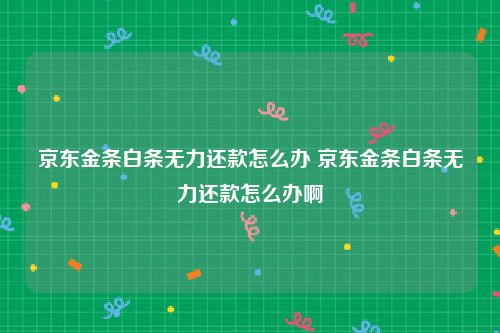 京东金条白条无力还款怎么办 京东金条白条无力还款怎么办啊