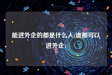 能进外企的都是什么人(谁都可以进外企)