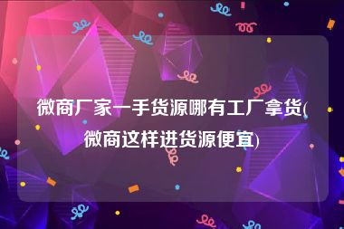 微商厂家一手货源哪有工厂拿货(微商这样进货源便宜)