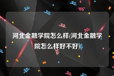 河北金融学院怎么样(河北金融学院怎么样好不好)