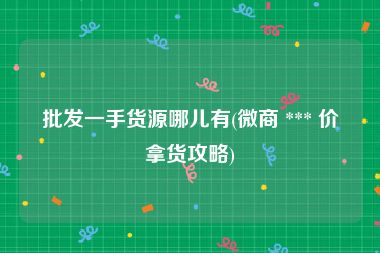 批发一手货源哪儿有(微商 *** 价拿货攻略)