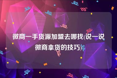 微商一手货源加盟去哪找(说一说微商拿货的技巧)