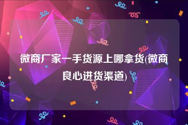 微商厂家一手货源上哪拿货(微商良心进货渠道)