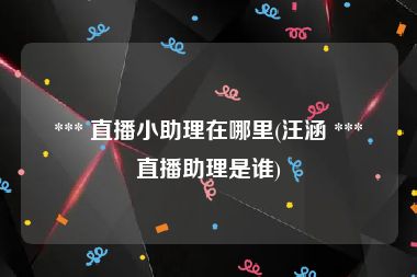  *** 直播小助理在哪里(汪涵 *** 直播助理是谁)