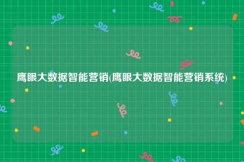 鹰眼大数据智能营销(鹰眼大数据智能营销系统)