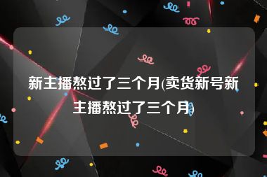 新主播熬过了三个月(卖货新号新主播熬过了三个月)