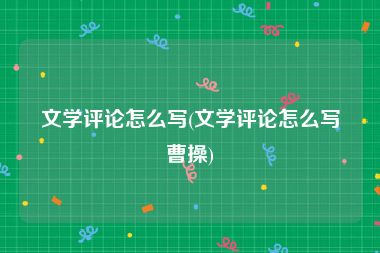 文学评论怎么写(文学评论怎么写曹操)