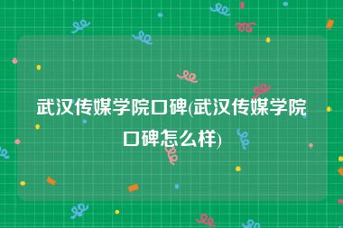武汉传媒学院口碑(武汉传媒学院口碑怎么样)