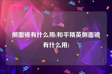 侧面镜有什么用(和平精英侧面镜有什么用)